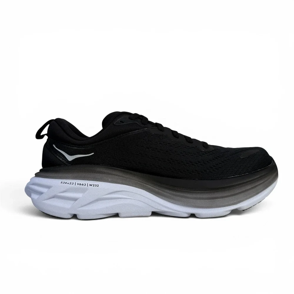 Hoka Bondi 8 Womens Running Shoes Size 7 B Black White 1127952 BWHT